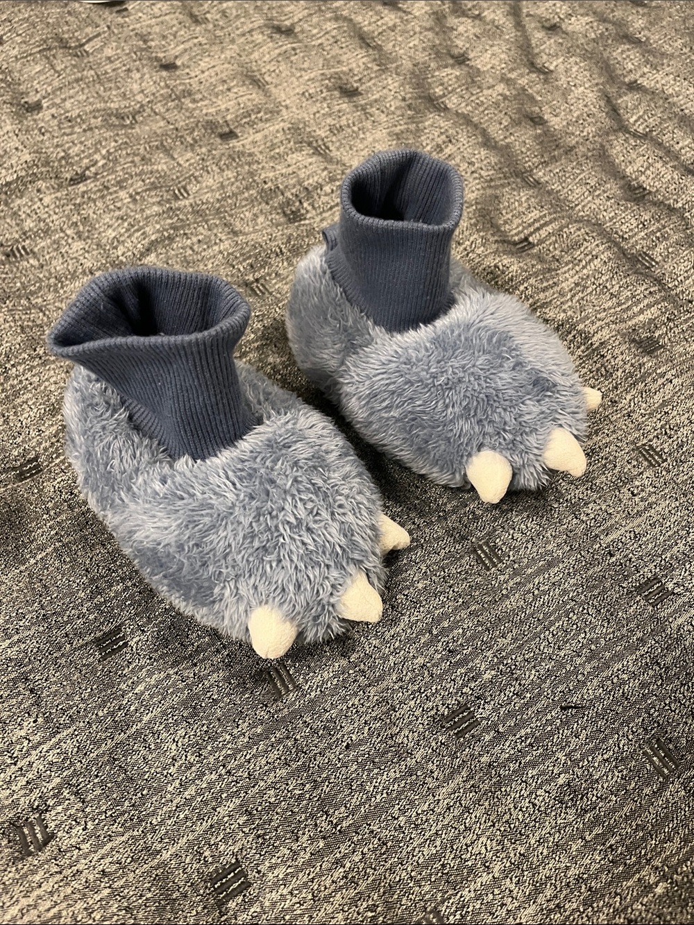Carter's Plush Blue Monster Claw Baby Slippers with Cream Claws